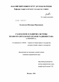 Хусаинова, Шахнура Маноновна. Становление и развитие системы правоохранительных органов Таджикистана в 1924-1937 гг.: дис. кандидат юридических наук: 12.00.01 - Теория и история права и государства; история учений о праве и государстве. Москва. 2011. 162 с.
