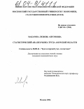 Макарова, Любовь Антоновна. Статистический анализ рынка труда Амурской области: дис. кандидат экономических наук: 08.00.12 - Бухгалтерский учет, статистика. Москва. 2004. 124 с.