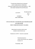 Козленко, Ольга Борисовна. Стратегическое управление благотворительной организацией: опыт социологического анализа: дис. кандидат социологических наук: 22.00.08 - Социология управления. Екатеринбург. 2009. 197 с.
