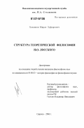 Хакимов, Марат Зуфарович. Структура теоретической философии Н.О. Лосского: дис. кандидат философских наук: 09.00.03 - История философии. Саратов. 2006. 130 с.