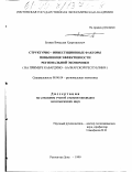 Бозиев, Вячеслав Хазретинович. Структурно-инвестиционные факторы повышения эффективности региональной экономики: На примере Кабардино-Балкарской Республики: дис. кандидат экономических наук: 08.00.04 - Региональная экономика. Ростов-на-Дону. 1999. 280 с.