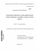 Скороделова, Елена Ивановна. Существенные нарушения уголовно-процессуального закона и их факторы в досудебных стадиях уголовного процесса: дис. кандидат юридических наук: 12.00.09 - Уголовный процесс, криминалистика и судебная экспертиза; оперативно-розыскная деятельность. Москва. 2013. 183 с.