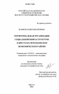 Зеленюк, Юлия Михайловна. Территориальная организация социальной инфраструктуры в Иркутско-Черемховском экономическом районе: дис. кандидат географических наук: 25.00.24 - Экономическая, социальная и политическая география. Иркутск. 2006. 165 с.
