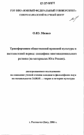 Минко, Оксана Юрьевна. Трансформация общественной правовой культуры в постсоветский период: специфика многонационального региона: на материалах Юга России: дис. кандидат философских наук: 24.00.01 - Теория и история культуры. Ростов-на-Дону. 2006. 167 с.