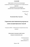 Половинкин, Илья Сергеевич. Управление инвестиционными ресурсами на основе двухкритериальных моделей: дис. кандидат экономических наук: 08.00.13 - Математические и инструментальные методы экономики. Воронеж. 2006. 134 с.
