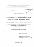 Лубков, Аркадий Николаевич. Управление организацией оплаты сельскохозяйственного труда: дис. доктор экономических наук: 08.00.05 - Экономика и управление народным хозяйством: теория управления экономическими системами; макроэкономика; экономика, организация и управление предприятиями, отраслями, комплексами; управление инновациями; региональная экономика; логистика; экономика труда. Екатеринбург. 2009. 314 с.