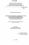 Каргина, Радмила Николаевна. Управление развитием трудовых ресурсов как фактор взаимодействия в системе подготовки кадров: на примере Читинской области: дис. кандидат социологических наук: 22.00.08 - Социология управления. Чита. 2006. 155 с.