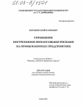 Воробьев, Семен Юрьевич. Управление внутренними финансовыми рисками на промышленных предприятиях: дис. кандидат экономических наук: 08.00.10 - Финансы, денежное обращение и кредит. Тамбов. 2003. 173 с.