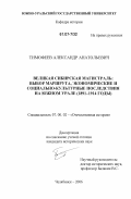 Тимофеев, Александр Анатольевич. Великая Сибирская магистраль: выбор маршрута, экономические и социально-культурные последствия на Южном Урале: 1891-1914 годы: дис. кандидат исторических наук: 07.00.02 - Отечественная история. Челябинск. 2006. 200 с.