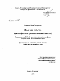 Егорычев, Илья Эдуардович. Язык как событие: философско-антропологический анализ: дис. кандидат философских наук: 09.00.13 - Философия и история религии, философская антропология, философия культуры. Санкт-Петербург. 2009. 175 с.